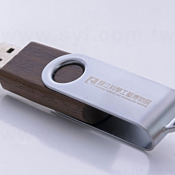 金屬木質隨身碟-原木金屬禮贈品USB-木製金屬旋轉隨身碟-客製隨身碟容量可印製企業logo-採購訂製印刷推薦禮品